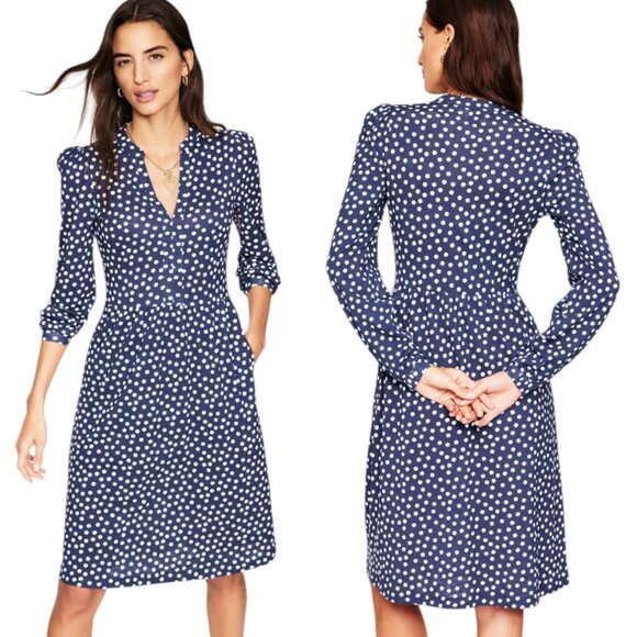 Boden Dresses & Skirts - Boden Naomi Relaxed Jersey Dress - French Navy/Abstract Dot 10L